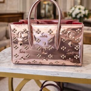 Christian Louboutin Metallic Pink Floral Tote
